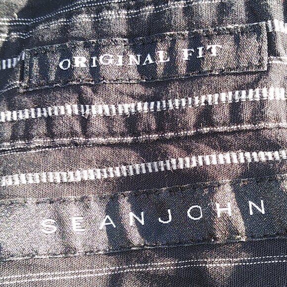 Sean John Men's Black White Striped Button Down - L - Original Fit - Picture 6 of 14